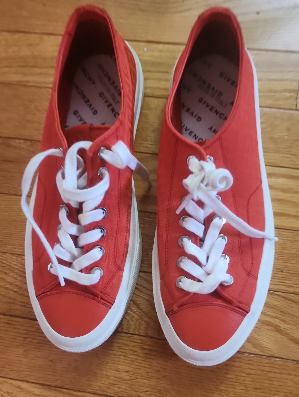 Givenchy Men's City 4G Jacquared Orange Red Canvas Low-Top Sneakers/
